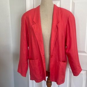 Vintage KGR Petites blazer linen rayon orange jacket women’s size 10P